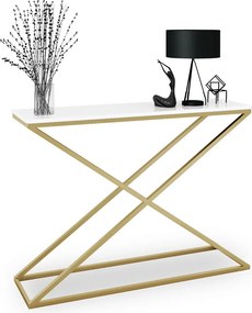 Konsola w stylu glamour złoty + biały połysk N6-E30