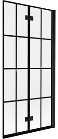 Mexen Mist parawan nawannowy 2-skrzydłowy prawy 90 x 150 cm, czarna kratka, czarny - 8A9-090-002-70-77-P