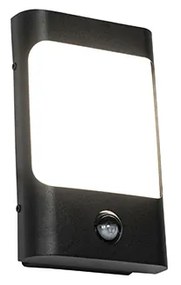 Lampa ścienna czarna z LED IP44 z czujnikiem ruchu - Khuvan