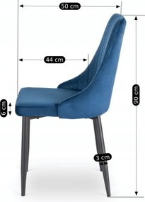 Krzesło Tapicerowane do Jadalni BARI Granatowe Welurowe Nowoczesne Loft