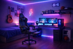 Fotel gamingowy z podnóżkiem Raxor, kolor czarny