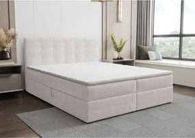 BEDANTE Łóżko kontynentalne KIDA 180x200 Curio 80 Jasnoszary Łóżko małżeńskie Łóżko hotelowe Sypialnia Materac Topper Schowek