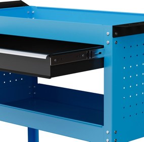 HOMCOM Skrzynka narzędziowa, wózek narzędziowy, 3 poziomy, 4 kółka, 82 cm x 35 cm x 76 cm, niebieski | Aosom PL