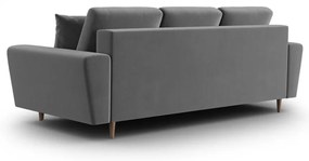 Jasnoszara aksamitna rozkładana/ze schowkiem sofa 235 cm Kyoto – Cosmopolitan Design