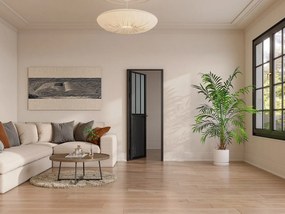 Drzwi kompletne dwustronne z aluminium i matowego szkła hartowanego w stylu industrialnym - wys. 204 x szer. 73 cm - Czarny - ERMELO