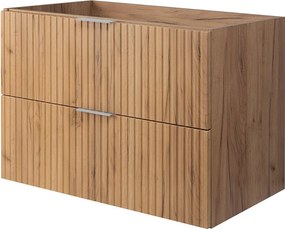 Szafka pod umywalkę, Dąb Craft, 80 x 57 x 46 cm, uchwyt srebrny, bez blatu