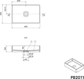 Umywalka nablatowa PB2011B Aqua