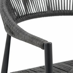 Krzesło Ogrodowe Antracyt 56x60x78 cm Plecione Ręcznie Sznurki Nowoczesne