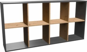 Nowoczesny stojący regał na książki antracyt + dąb artisan F3-H81