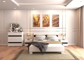 Zestaw mebli do sypialni Dannika – komoda z 4 szufladami, 2 stoliki nocne oraz łóżko dwuosobowe 160x200