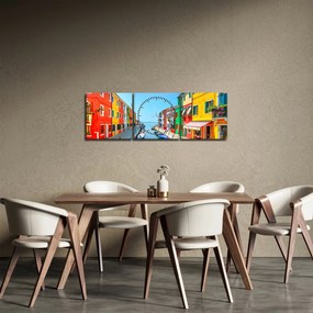 Obraz - Wyspa Burano, Wenecja, Włochy (z zegarem) (90x30 cm)