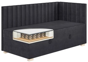 Ciemnoniebieskie narożne łóżko dziecięce ze schowkiem i materacem 90x200 cm Snugi – Ghado