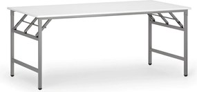 Stół konferencyjny FAST READY, 180x90 cm, szaro-srebrna podstawa, biały