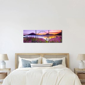 Obraz jeziora (z zegarem) (90x30 cm)