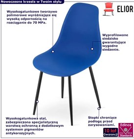 Niebieskie minimalistyczne krzesło metalowe M1-N61