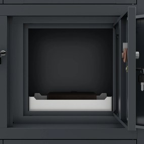 Biurowa szafa metalowa z sejfem na akta i dokumenty FILIP, 900 x 1850 x 400 mm, antracytowa