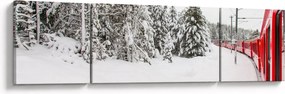 Obraz - Pociąg w zaśnieżonym krajobrazie (170x50 cm)