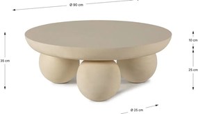 Beżowy okrągły stolik z litego drewna mango ø 90 cm Ailen – Marckeric