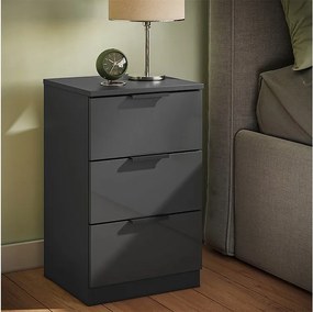 Stolik nocny czarny wysoki połysk 37.6x35x61.8 fino