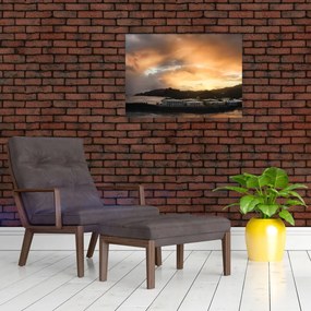 Obraz na szkle - plaża z pochmurnym niebem (70x50 cm)