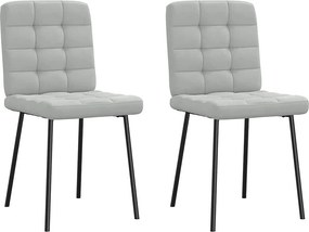 Zestaw 2 Krzeseł Jadalnianych Szary Jasny z Weluru Wygodne i Eleganckie
