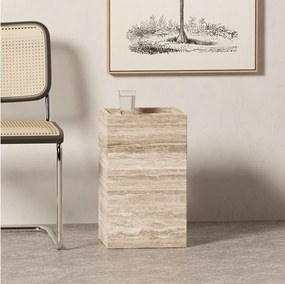 Stolik pomocniczy z trawertynu – beżowy – Crow Tall