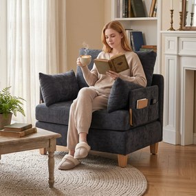 HOMCOM Fotel z funkcją spania 2-w-1 z funkcją łóżka, sofa rozkładana z 2 zmywalnymi poduszkami, boczne kieszenie do salonu, sypialni | Aosom PL