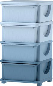 HOMCOM Pudełka do przechowywania dla dzieci, 3 szuflady, zaokrąglone krawędzie, podniesiony design, Plastik, Niebieskie