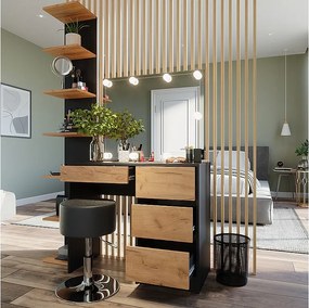 Toaletka antracyt/złoty dąb 90x40x75 sherry