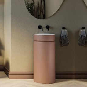 Umywalka z konglomeratu wolnostojąca okrągła 85 x 40 cm RONA Mocha Mousse matt / połysk bez przelewu : Wykończenie - matowe