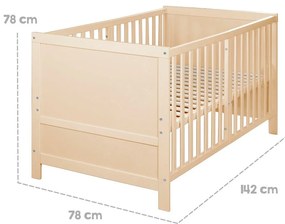 Łóżeczko z regulowaną wysokością w naturalnym kolorze 70x140 cm Easy Sleep – Roba