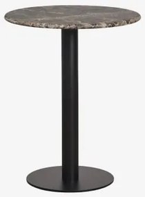 Okrągły Barowy Stół Z Naturalnego Kamienia Xiren Ø60 Cm & Brązowy Marmur Emperador - Czarny - Sklum