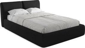 Łóżko 160 x 228 - z tkaniny szenilowej - czarny - HOKU