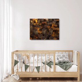 Obraz na szkle - Sześciokąty z brązu (70x50 cm)