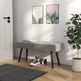 HOMCOM Ławka Tapicerowana Ławka do Sypialni, Wygląd Aksamitu, 100 x 36 x 45 cm, Szary
