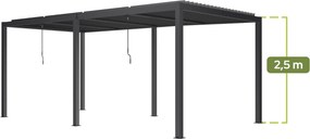 PERGOLA OGRODOWA LUXE 5.8x4x2.5M Z OŚWIETLENIEM LED ANTRACYT