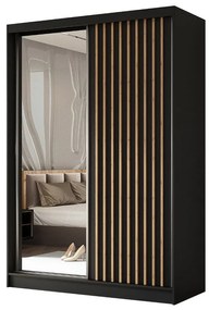 Szafa przesuwna - Lamel z lustrem 150 cm, czarny mat
