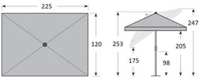 SUNLINE WATERPROOF 225 x 120 cm - parasol uchylny : Substancja Desen - 811