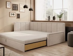 Sofa rozkładana z funkcją spania FULGEO beżowa lewa ELTAP