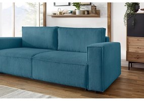 Turkusowa sztruksowa rozkładana sofa 245 cm Nihad – Bobochic Paris