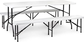 Zestaw cateringowy - stół bankietowy 180 cm i 2 ławki Party, biały