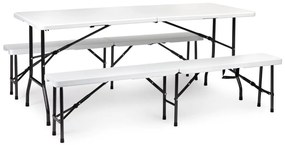 Zestaw cateringowy - stół bankietowy 180 cm i 2 ławki Party, biały