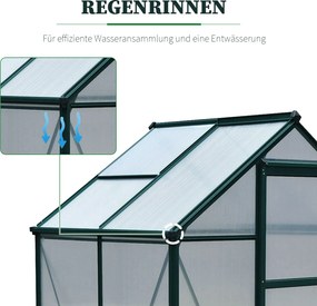 Szklarnia Outsunny z oknem dachowym, 190 x 132 x 201 cm, Zielona+Przezroczysta, Pomidorarnia z fundamentem