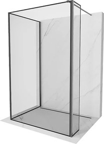 Mexen Kioto ścianka prysznicowa Walk-in 140 x 110 x 30 cm, czarna ramka, gun gray szczotkowany - 800-140-110-221-66-70-030