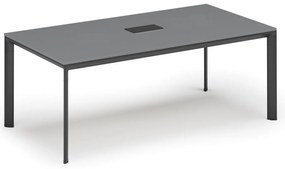 Stół konferencyjny PRIMO INVITATION, 200x100 cm, grafit + port blatowy TYP II, czarny