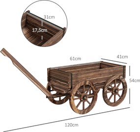 Outsunny Wózek na Kwiaty Drewniany Wypalany 120x41x54cm | Aosom PL