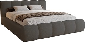 Łóżko tapicerowane 140x200 cm Ravello - łóżko z pojemnikiem, stelaż metalowy - tkanina boucle szary (Lambi 12)