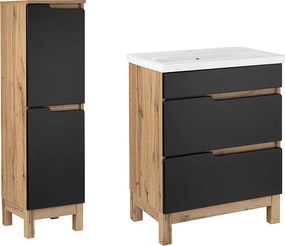 Zestaw Łazienkowy 60cm 2S Alma Półsłupek Dąb Wotan / Czarny Mat