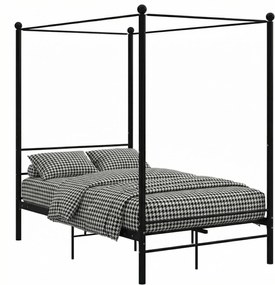 Czarne łóżko z baldachimem z metalu 120x200 cm T3-S22