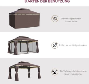 Outsunny Pawilon Ogrodowy 390x290cm - Namiot Ogrodowy z Moskitierą na Grill i na Zimne Piwo | Aosom PL